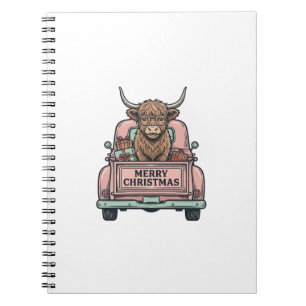 Cuaderno Camisa de camión de Navidad de vaca de las Tierras