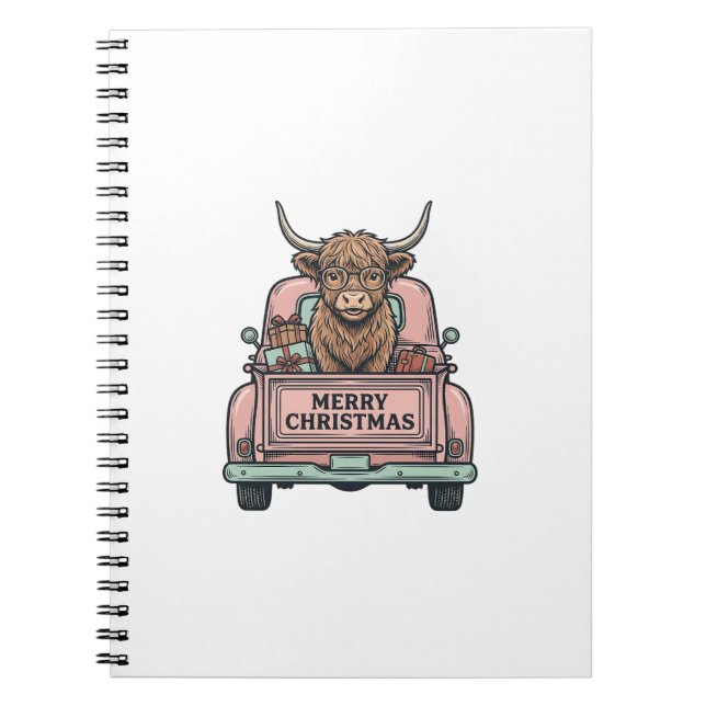 Cuaderno Camisa de camión de Navidad de vaca de las Tierras (Frente)