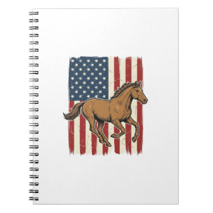 Cuaderno Camisa de diseño de bandera patriótica de caballo