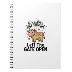Cuaderno Camisa de diseño de grabado vintage divertida vaca