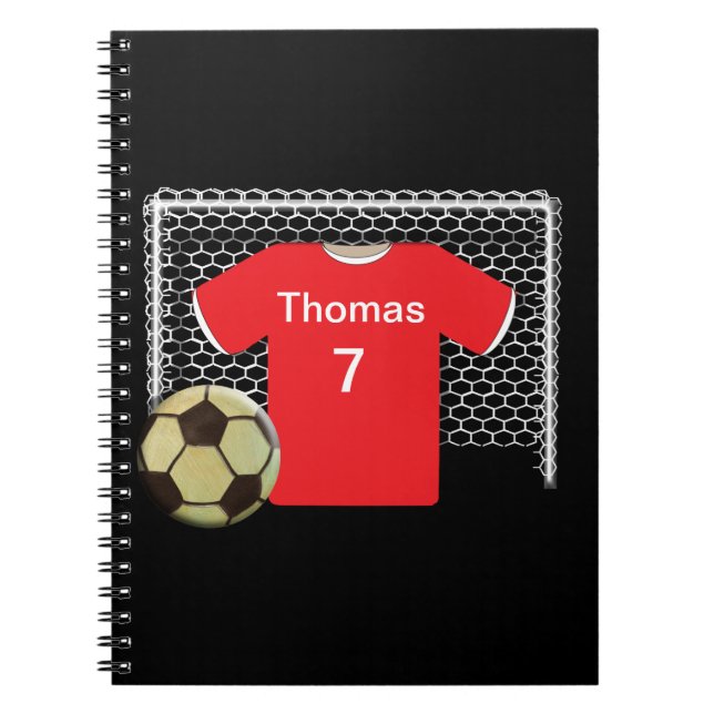 Cuaderno Camisa de fútbol personalizada del equipo rojo (Frente)