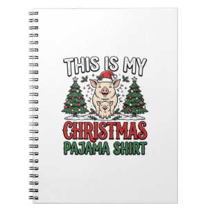 Cuaderno Camisa de pijama de Navidad Cerdo Lindo Vector Des