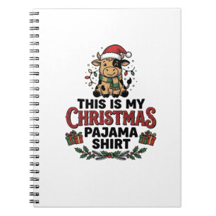 Cuaderno Camisa de pijama de Navidad Diseño festivo de vaca