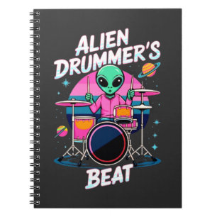 Cuaderno Camiseta Beat de Alien Drummer - Gráfica divertida