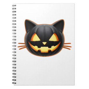 Cuaderno Camiseta clásica Black Cat Jack o'Lantern Emoji