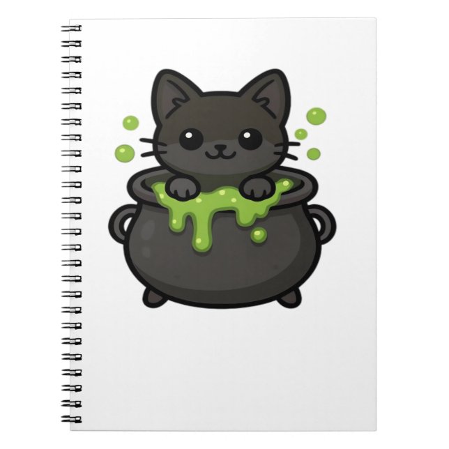 Cuaderno Camiseta clásica de gato negro de Halloween (Frente)