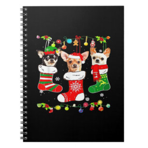 Cuaderno Camiseta clásica de perro de luces de Navidad Chih