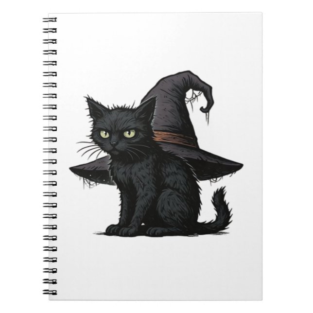 Cuaderno Camiseta clásica del gato mágico de Halloween (Frente)