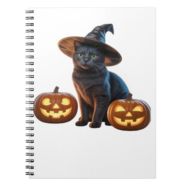 Cuaderno Camiseta clásica mágica para gato negro de Hallowe (Frente)