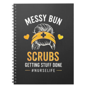Cuaderno Camiseta con cita de enfermera de la vida con moño