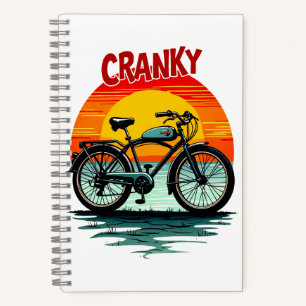 Cuaderno Camiseta Cranky Biker: Atardecer Vintage y Bicicle