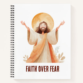Cuaderno Camiseta cristiana Jesús Fe sobre Miedo