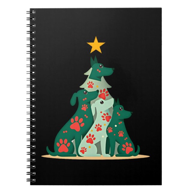 Cuaderno Camiseta de árbol de Navidad para perros - Navidad (Frente)