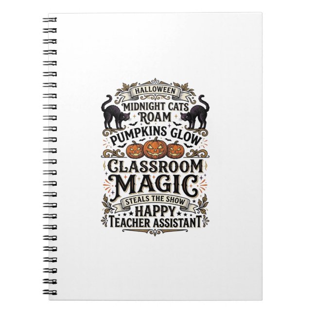 Cuaderno Camiseta de asistente de maestro de Halloween con  (Frente)