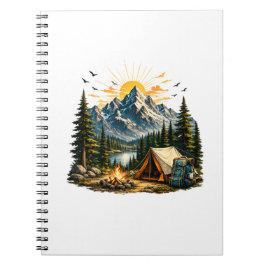 Cuaderno Camiseta de aventura de camping en la montaña al a