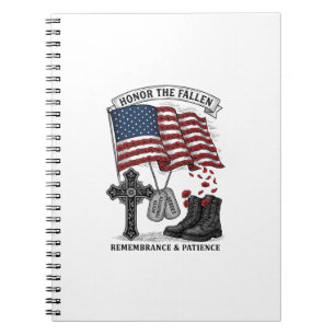 Cuaderno Camiseta de bandera de amapola de botas de cruz co