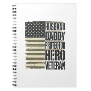 Cuaderno Camiseta de bandera de héroe protector papá esposo