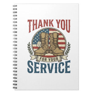Cuaderno Camiseta de Botas Militares de Gracias por su Serv