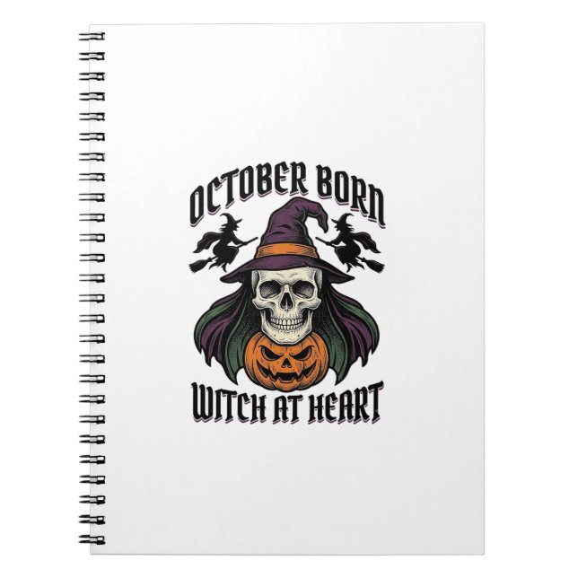 Cuaderno Camiseta de Bruja de Octubre Cumpleaños de Hallowe (Frente)