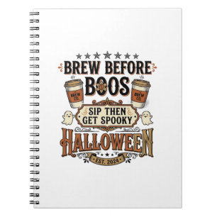 Cuaderno Camiseta de café de Halloween Brew Before Boos Vin