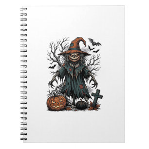 Cuaderno Camiseta de calabaza de Halloween de espantapájaro