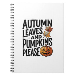 Cuaderno Camiseta de calabaza de otoño con hojas y ambiente
