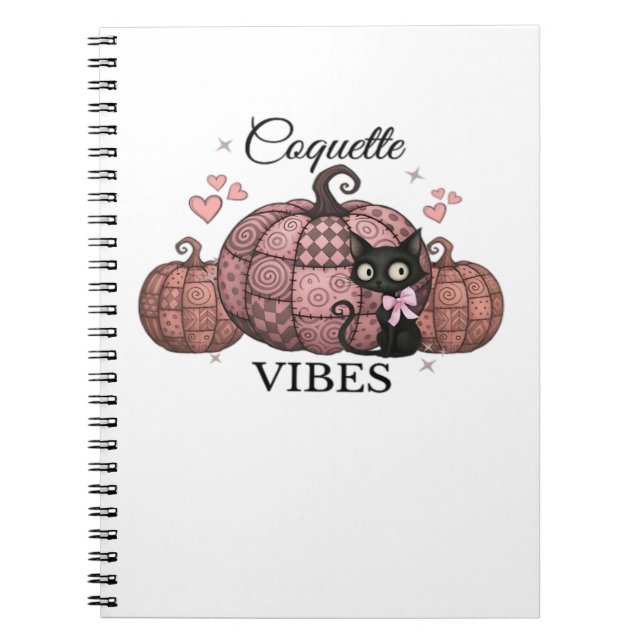 Cuaderno Camiseta de calabaza rosa de Coquette Cat sobredim (Frente)