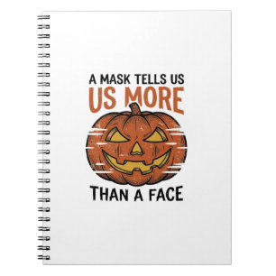 Cuaderno Camiseta de calabaza vintage con cita de máscara d