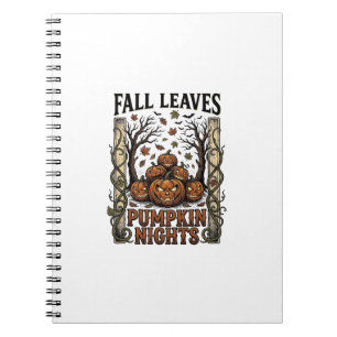 Cuaderno Camiseta de calabaza vintage hojas de otoño cosech
