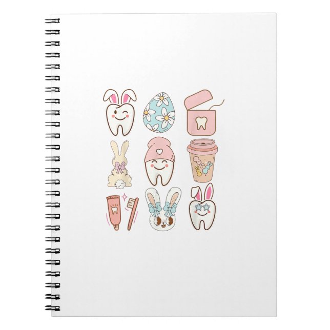 Cuaderno Camiseta de conejito de dientes de asistente denta (Frente)