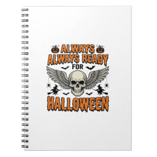 Cuaderno Camiseta de cráneo de Halloween Grabado vintage Es