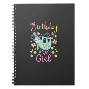 Cuaderno Camiseta de cumpleaños de niñas florales de perezo