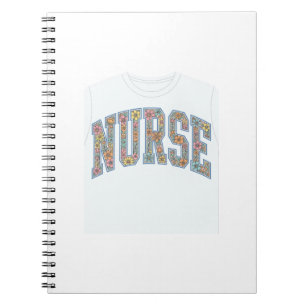 Cuaderno Camiseta de diseño de letra universitaria floral d