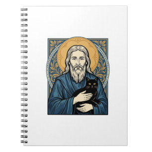 Cuaderno Camiseta de diseño vectorial de retrato de gato sa