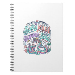 Cuaderno Camiseta de estilo retro Unicornio Salty Mane Sunn