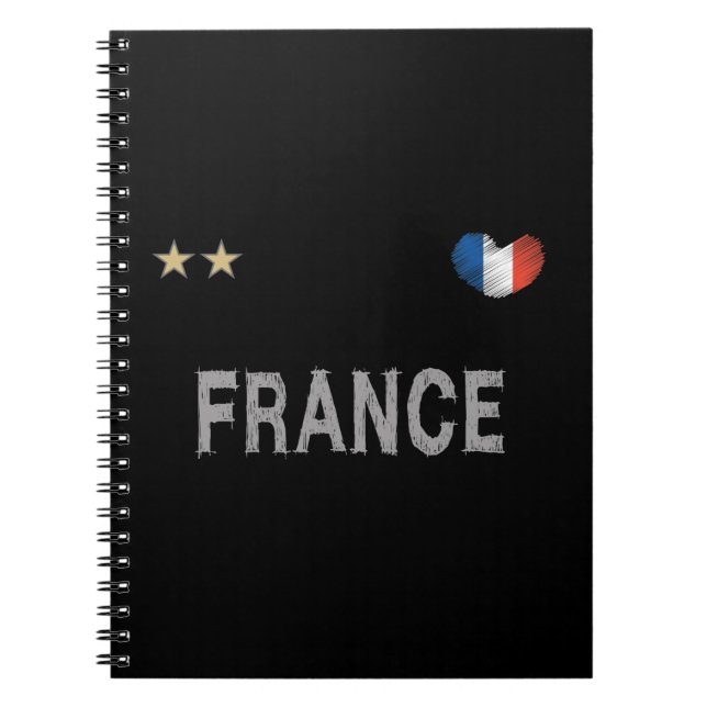 Cuaderno Camiseta de fútbol de Francia Corazón de fanático (Frente)