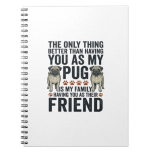 Cuaderno Camiseta de grabado vintage amigo familia Pug dive