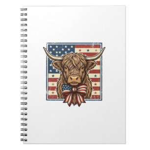 Cuaderno Camiseta de grabado vintage de vaca de las Highlan