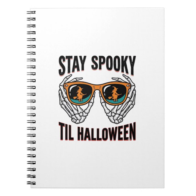 Cuaderno Camiseta de Halloween de esqueleto con gafas de br (Frente)