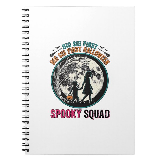 Cuaderno Camiseta de Halloween de Hermana Mayor para su Pri (Frente)