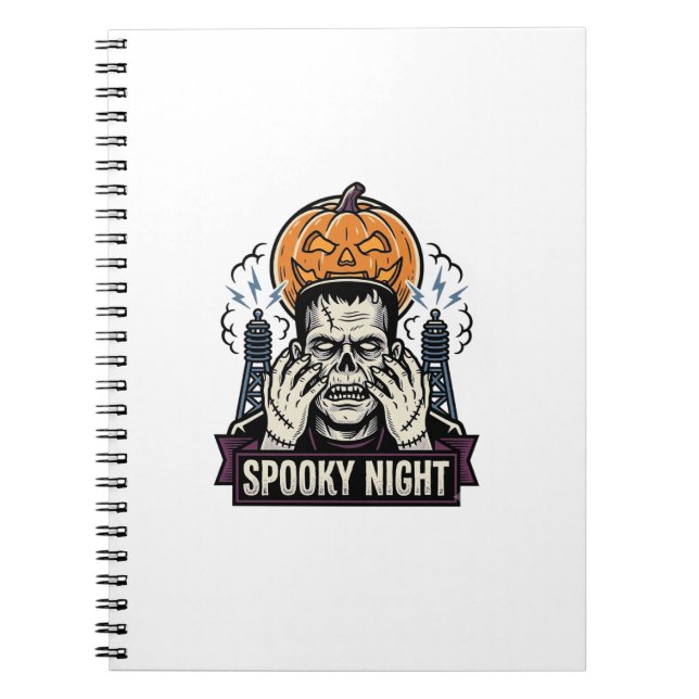 Cuaderno Camiseta de Halloween de monstruo con grabado de l (Frente)