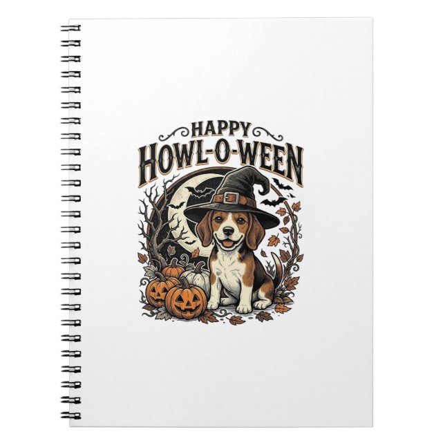 Cuaderno Camiseta de Halloween Sombrero de Bruja Beagle Fel (Frente)