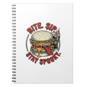 Cuaderno Camiseta de Hamburguesa Espeluznante Grabado Vinta