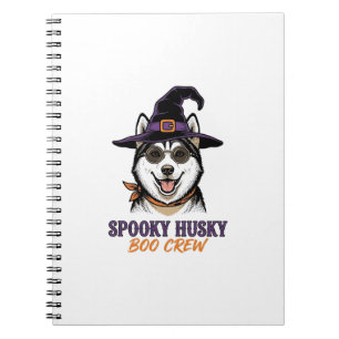 Cuaderno Camiseta de Husky de Halloween Bruja Perro Gráfica
