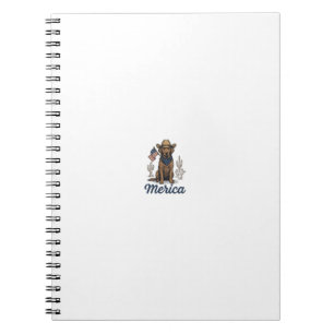 Cuaderno Camiseta de la bandera americana del perro vaquero