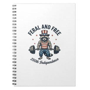 Cuaderno Camiseta de levantamiento de pesas de mapache patr