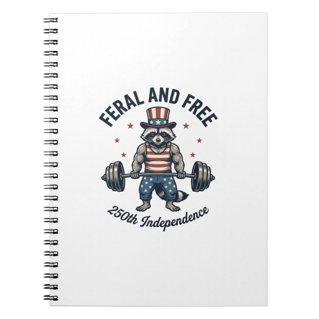 Cuaderno Camiseta de levantamiento de pesas de mapache patr (Frente)