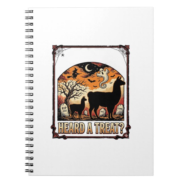 Cuaderno Camiseta de Llama de Halloween Arte de Cementerio  (Frente)