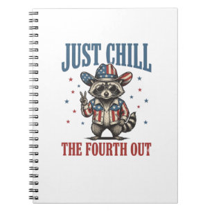 Cuaderno Camiseta de mapache patriota relájate el cuatro de