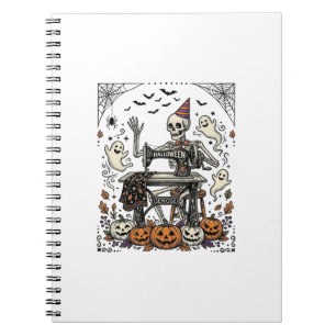 Cuaderno Camiseta de máquina de coser esqueleto de Hallowee